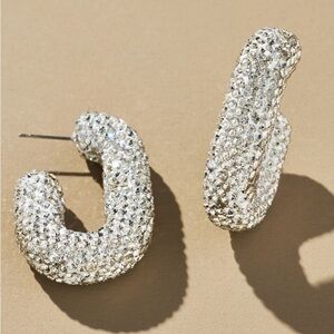 Anthropologie | OBLONG PAVÉ HOOP EARRINGS | Anthropologie Earrings
